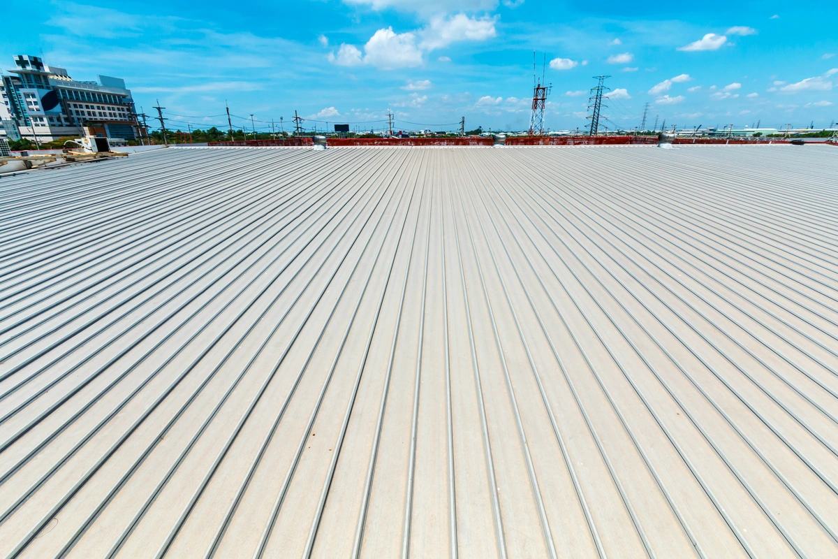 close up to white commercial roof
