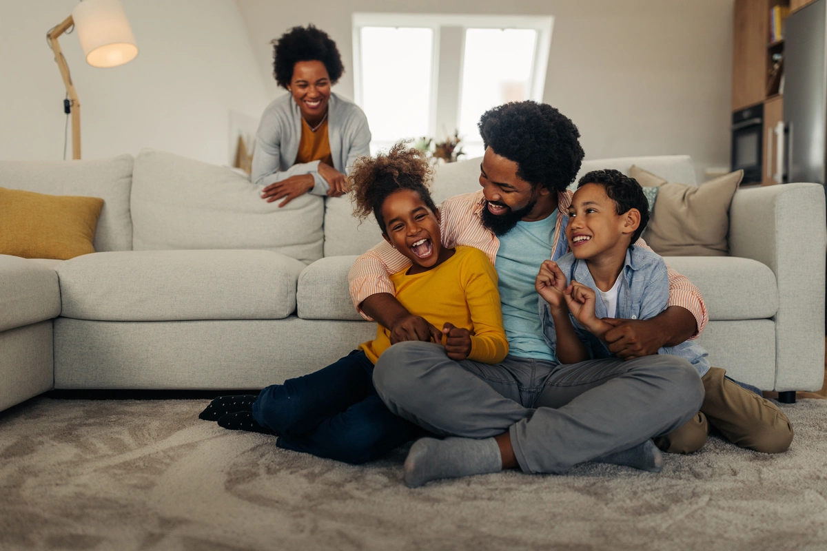 family of four spending time at home yukon