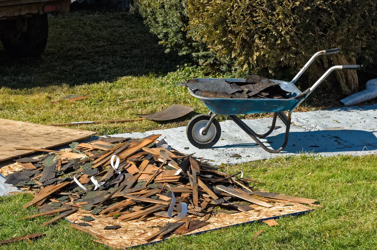 roof debris on ground