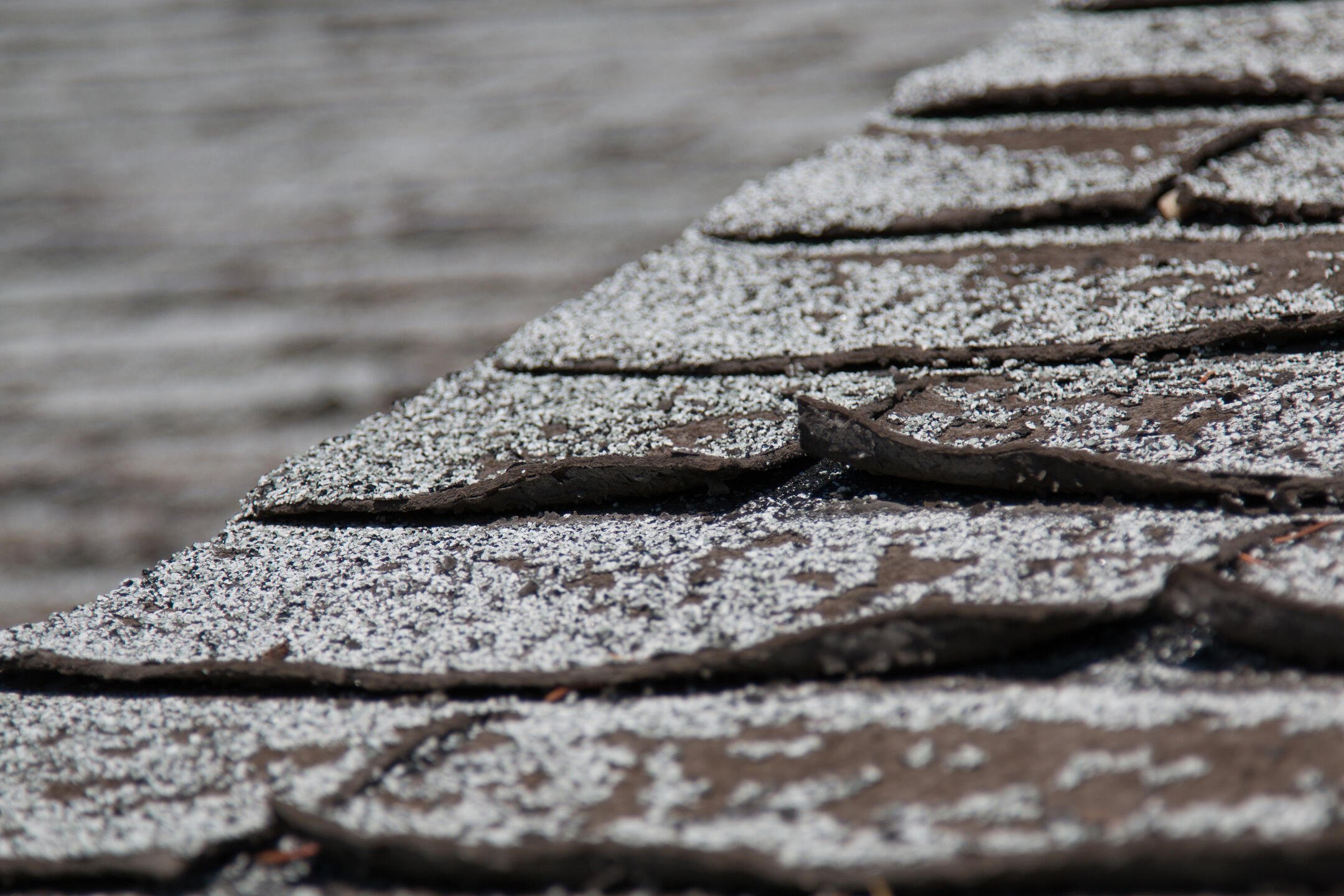 granule loss on shingles-close up view of extreme granule loss on shingles