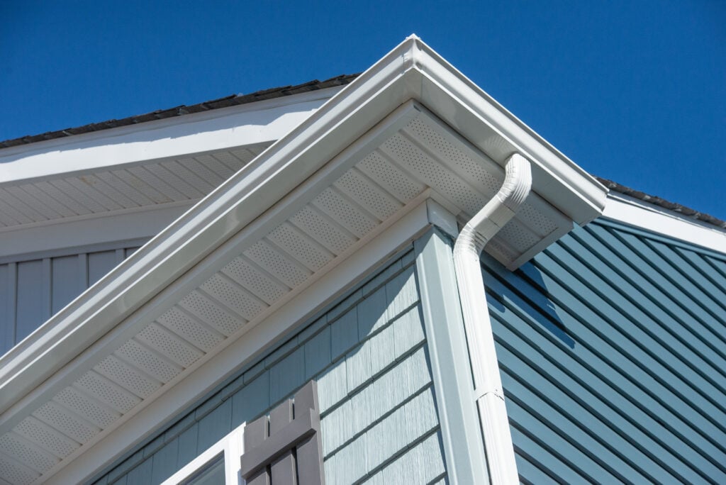 Colonial white gutter guard system, fascia, drip edge, soffit pr