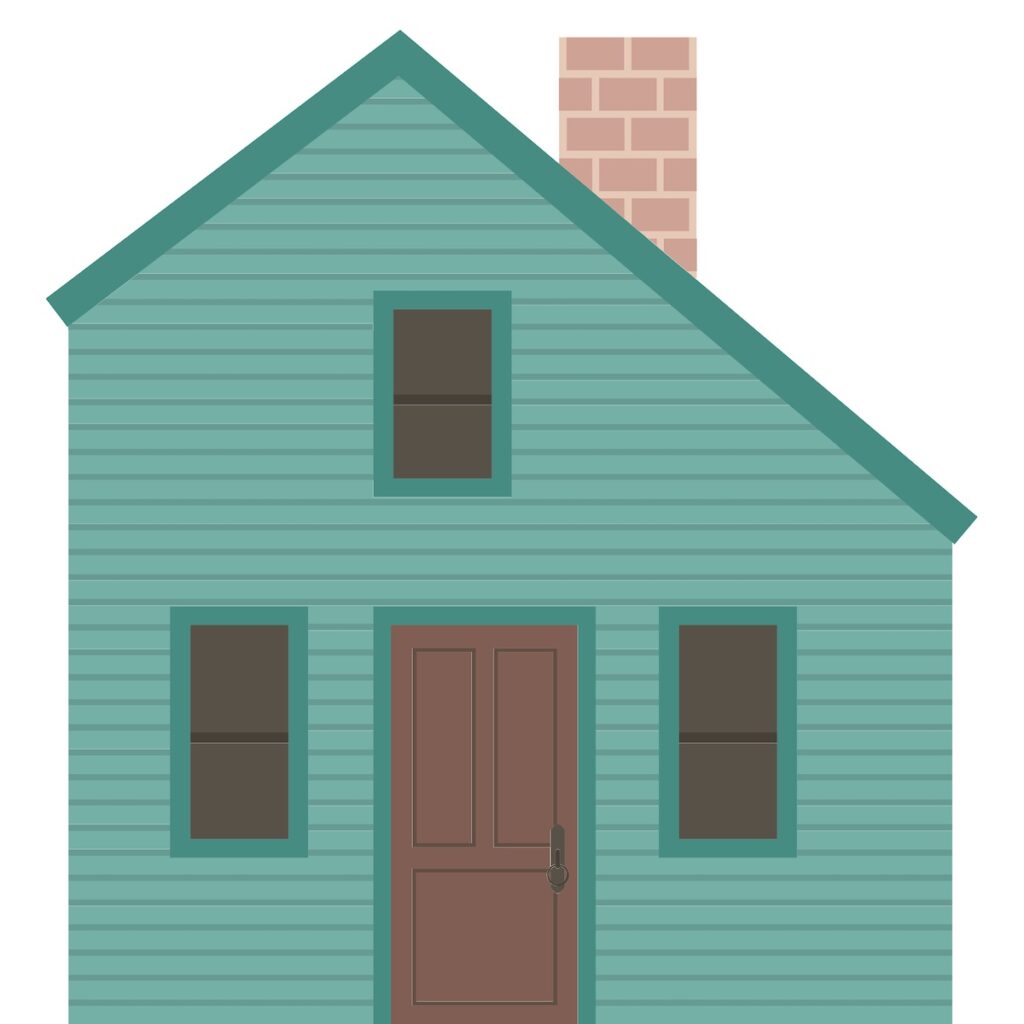 saltbox roof House clip art flat design.Saltbox house style.