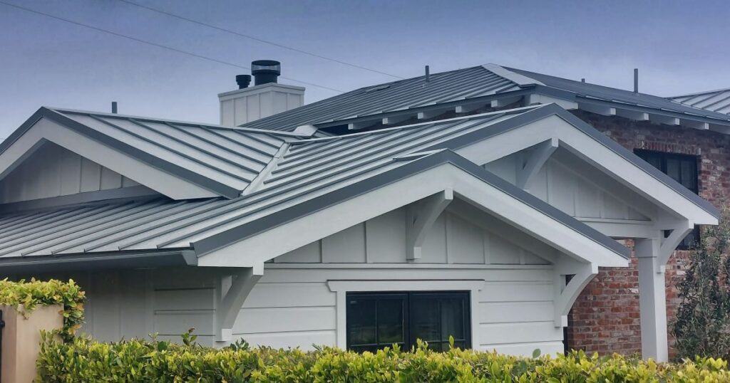 types of metal roofing modern white house brick walls