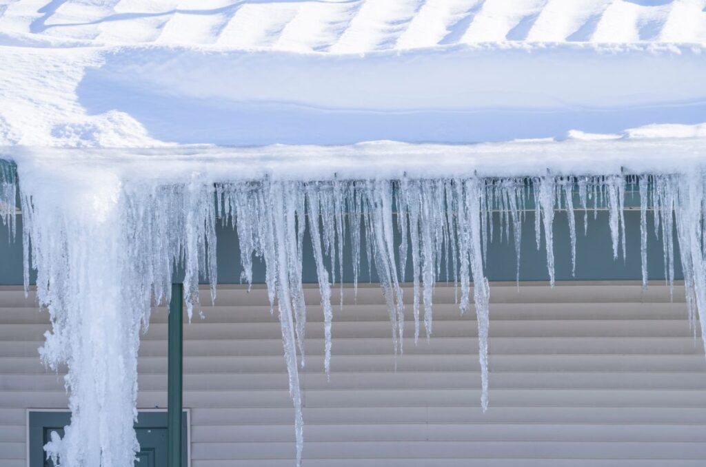 house with ice dam
