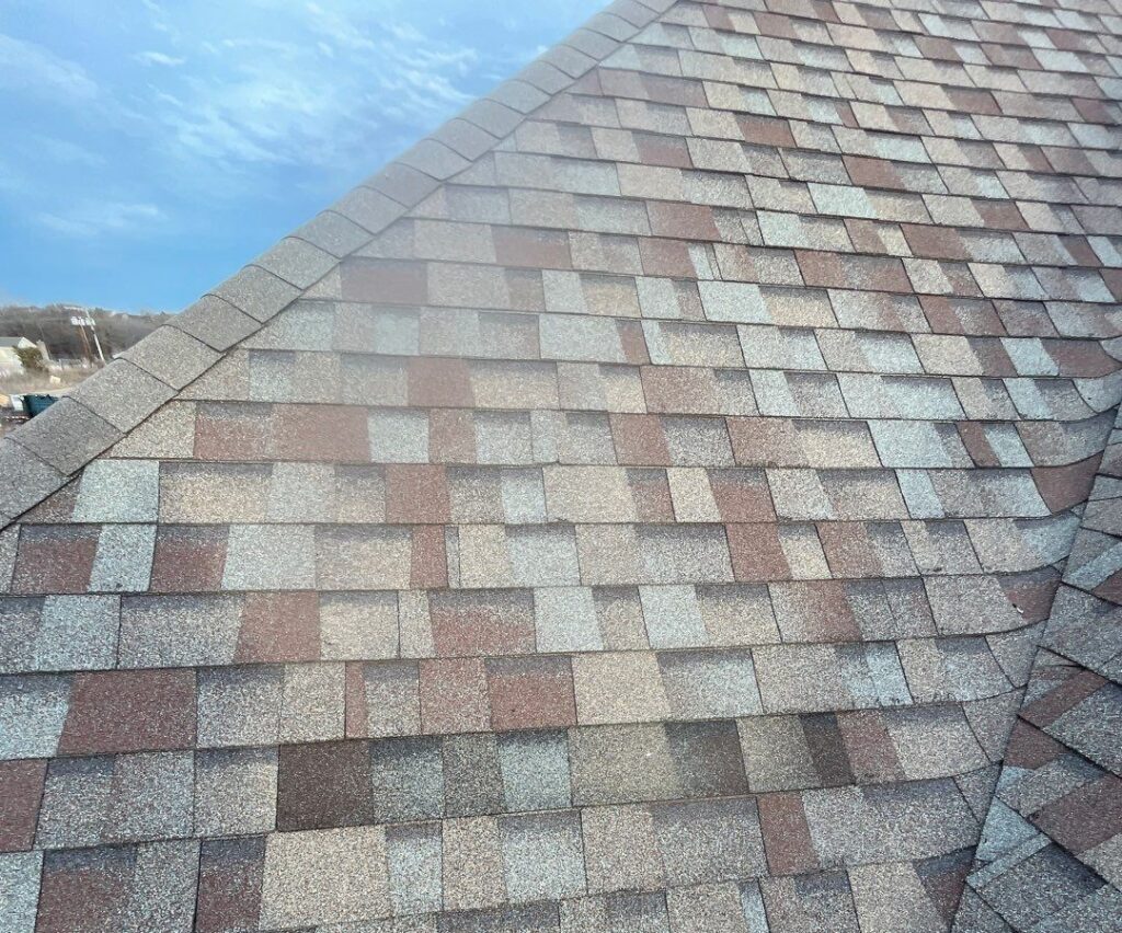 close-up of a shingle roof