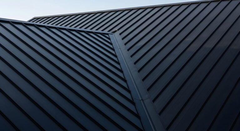 Black Metal Roof with Clean Lines and Modern Design
