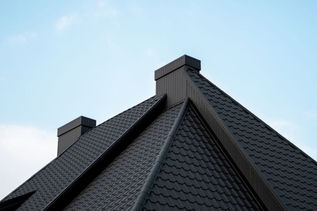 Modern black metal tile roof