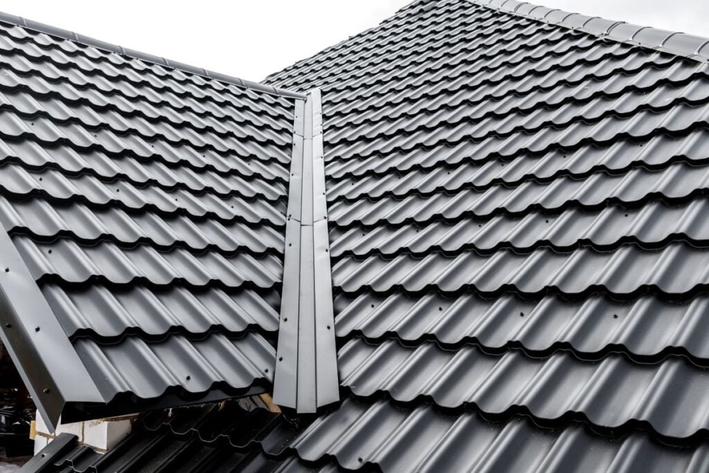 close-up metal tiles
