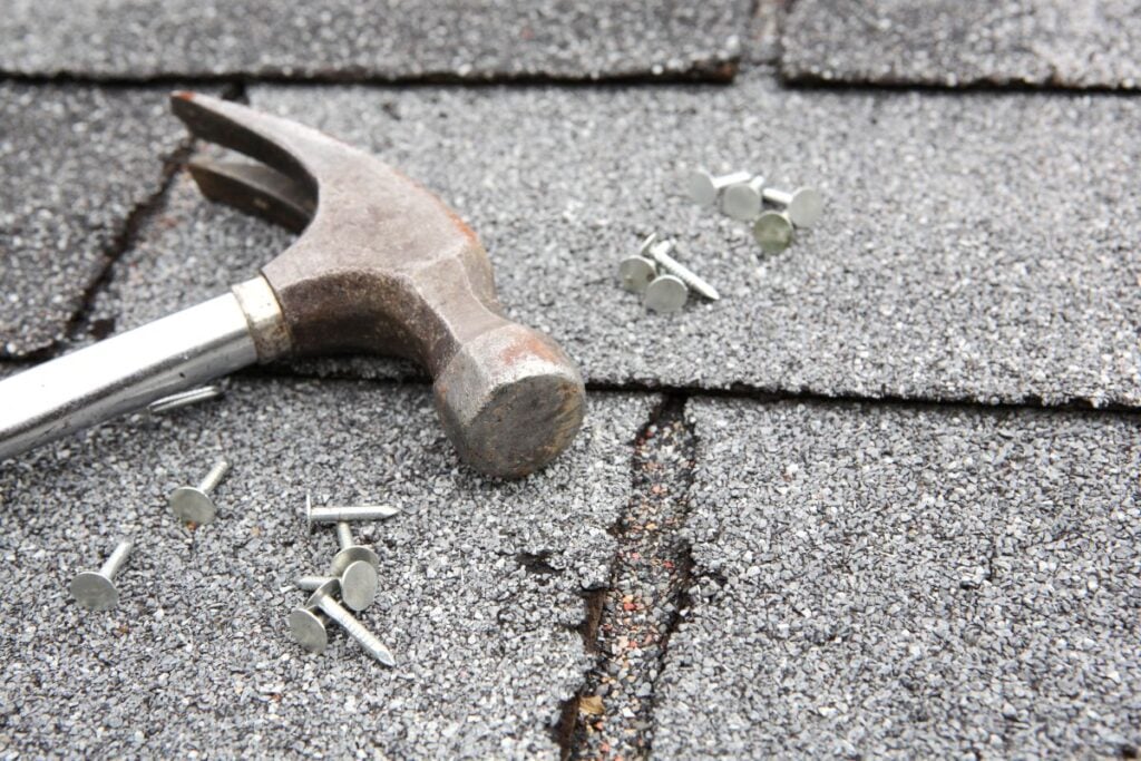 Roof repair, materials on a roof