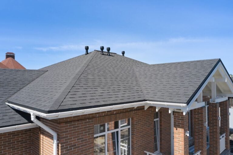 House roof with asphalt shingles